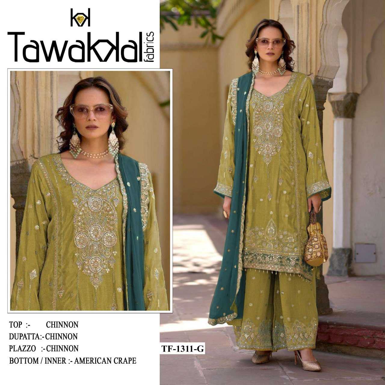 Ynf Chinon Silk RIN131 1311 Suits & Dresses Wholesale Ladies Suits Embroidery Suits Palazzo Suit Zari Work Suit Manufacturer