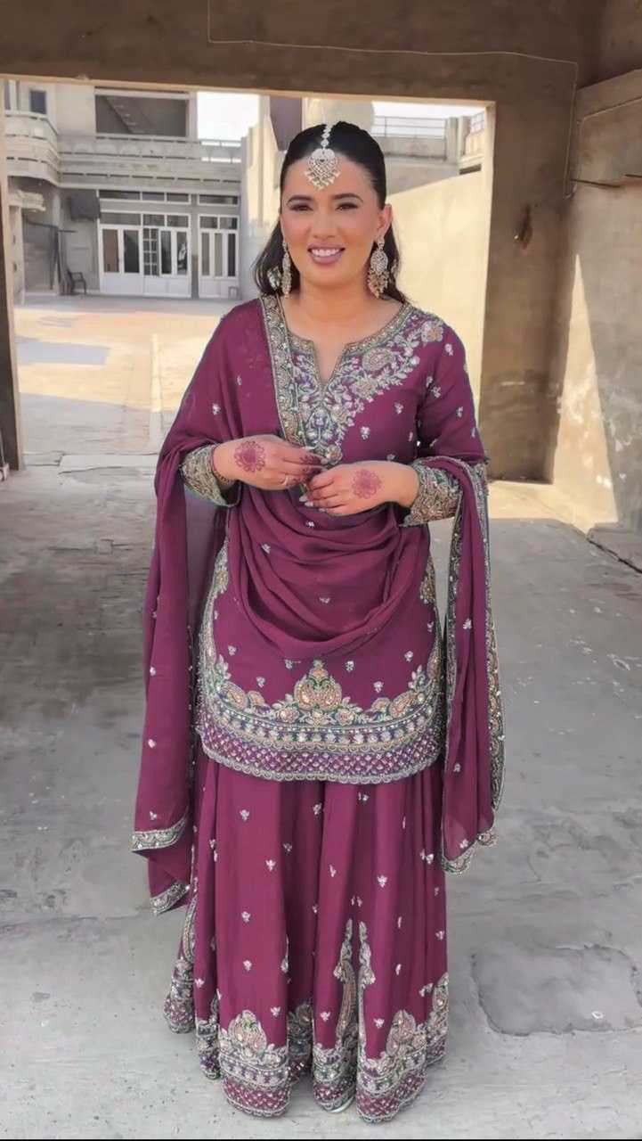 Ynf Chinon Silk RIN162 5852 Suits & Dresses Wholesale Palazzo Suit Ladies Silk Suit Wedding Suits Manufacturer