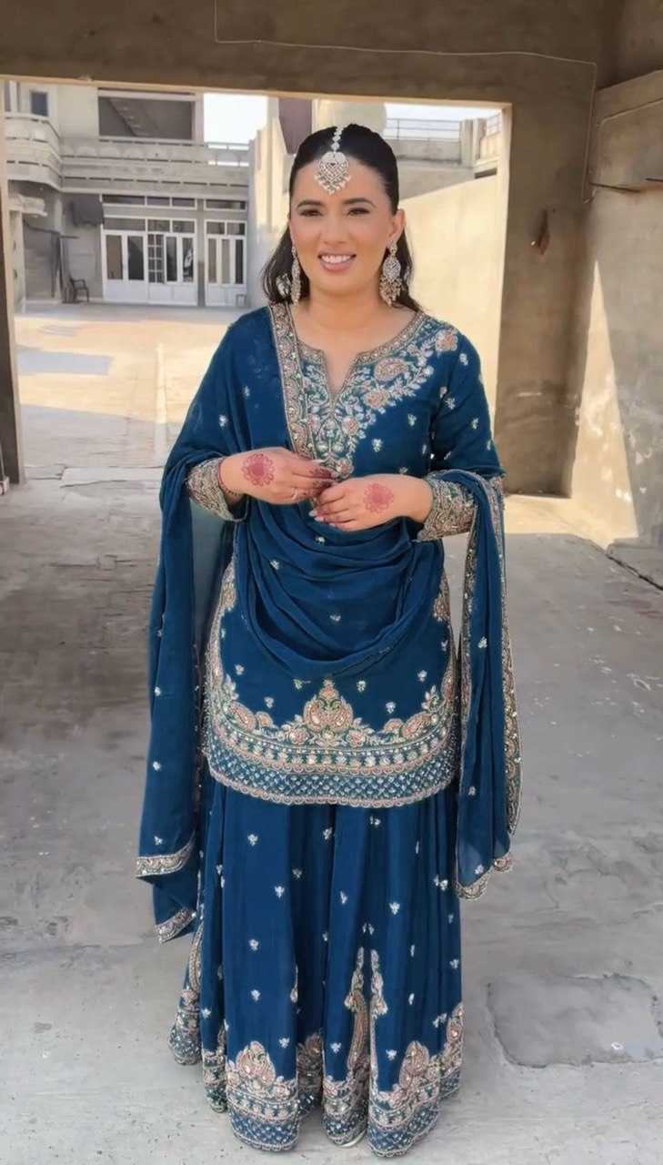 Ynf Chinon Silk RIN162 5852 Suits & Dresses Wholesale Palazzo Suit Ladies Silk Suit Wedding Suits Manufacturer