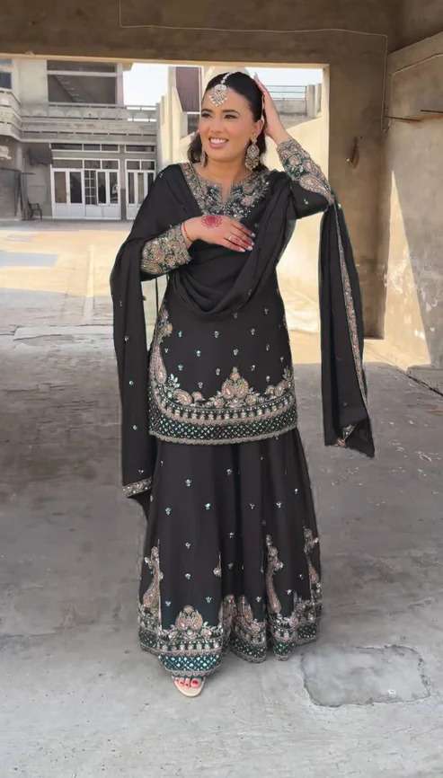 Ynf Chinon Silk RIN162 5852 Suits & Dresses Wholesale Palazzo Suit Ladies Silk Suit Wedding Suits Manufacturer
