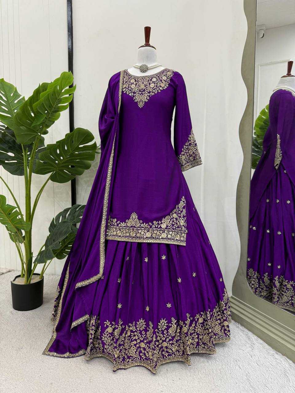 Ynf Chinon Silk RIN162 5890 Suits & Dresses Wedding Collections Festive Collections Wholesale Indo Western Dresses Ladies Silk Suit Wedding Outfits Manufacturer