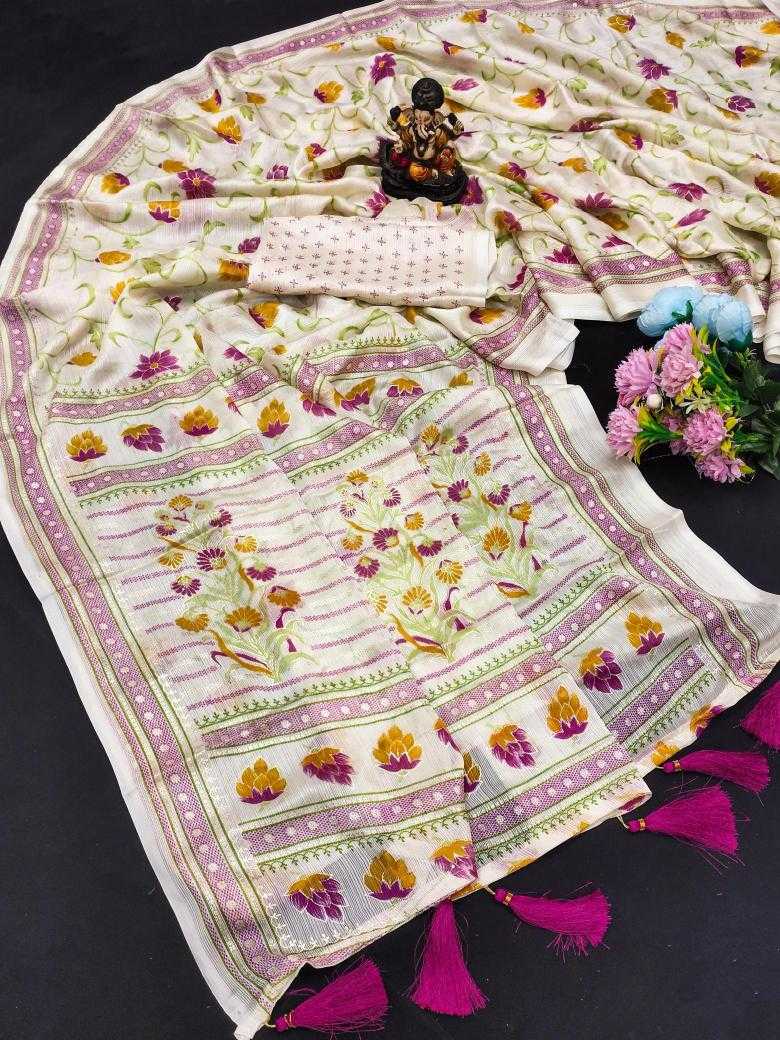 Ynf Chinon Silk RIN183 BASANTI-4 Silk Sarees Festive Collections Wholesale Printed Silk Saree Designer Silk Sarees Onam Collections Manufacturer