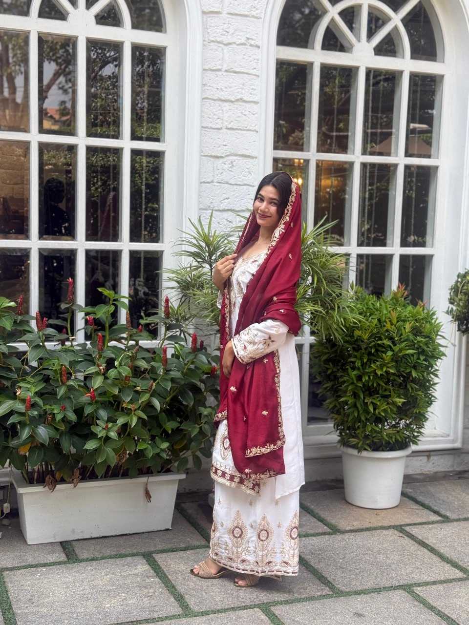 Ynf Chinon Silk RIN212 7040 Suits & Dresses Wholesale Ladies Suits Embroidery Suits Palazzo Suit Wedding guest dresses Manufacturer
