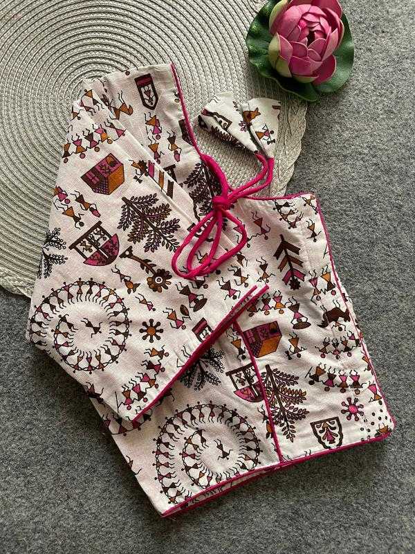 Ynf Cotton KESH426 Varli-3 Readymade Blouses Festive Collections Wholesale Printed Blouse Designer Blouse Onam Collections Manufacturer