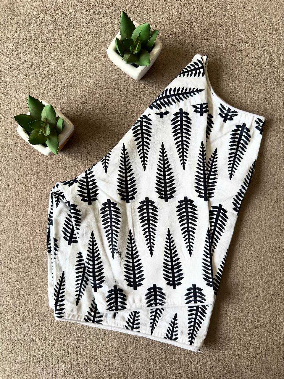 Ynf Cotton KESH437 Ajrakh-Black N White Readymade Blouses Festive Collections Wholesale Blouse Designer Blouse Onam Collections Manufacturer