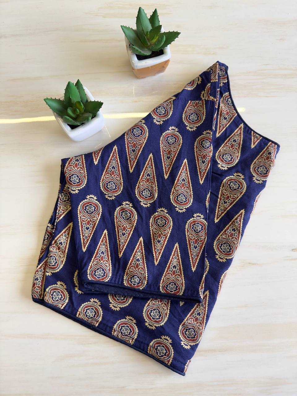Ynf Cotton KESH437 Pure Ajrakh HandBlock Cotton Readymade Blouses Wholesale Printed Blouse Designer Blouse Cotton Blouse Manufacturer