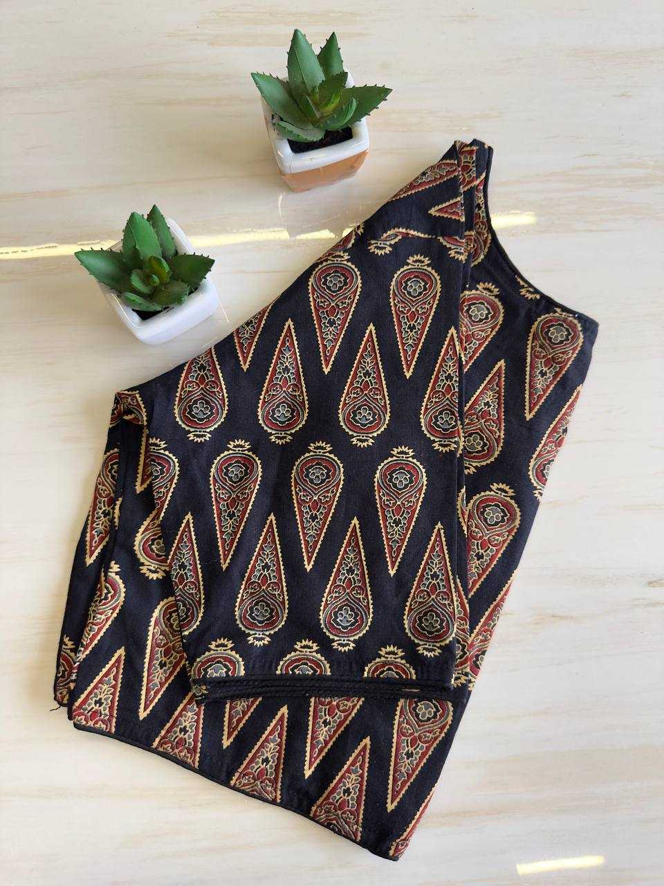 Ynf Cotton KESH437 Pure Ajrakh HandBlock Cotton Readymade Blouses Wholesale Printed Blouse Designer Blouse Cotton Blouse Manufacturer