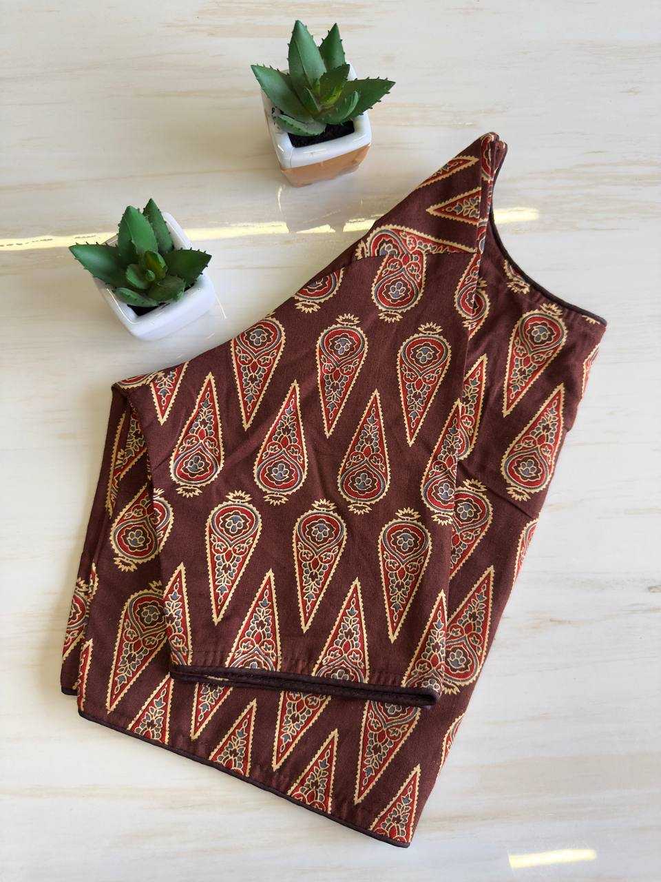 Ynf Cotton KESH437 Pure Ajrakh HandBlock Cotton Readymade Blouses Wholesale Printed Blouse Designer Blouse Cotton Blouse Manufacturer
