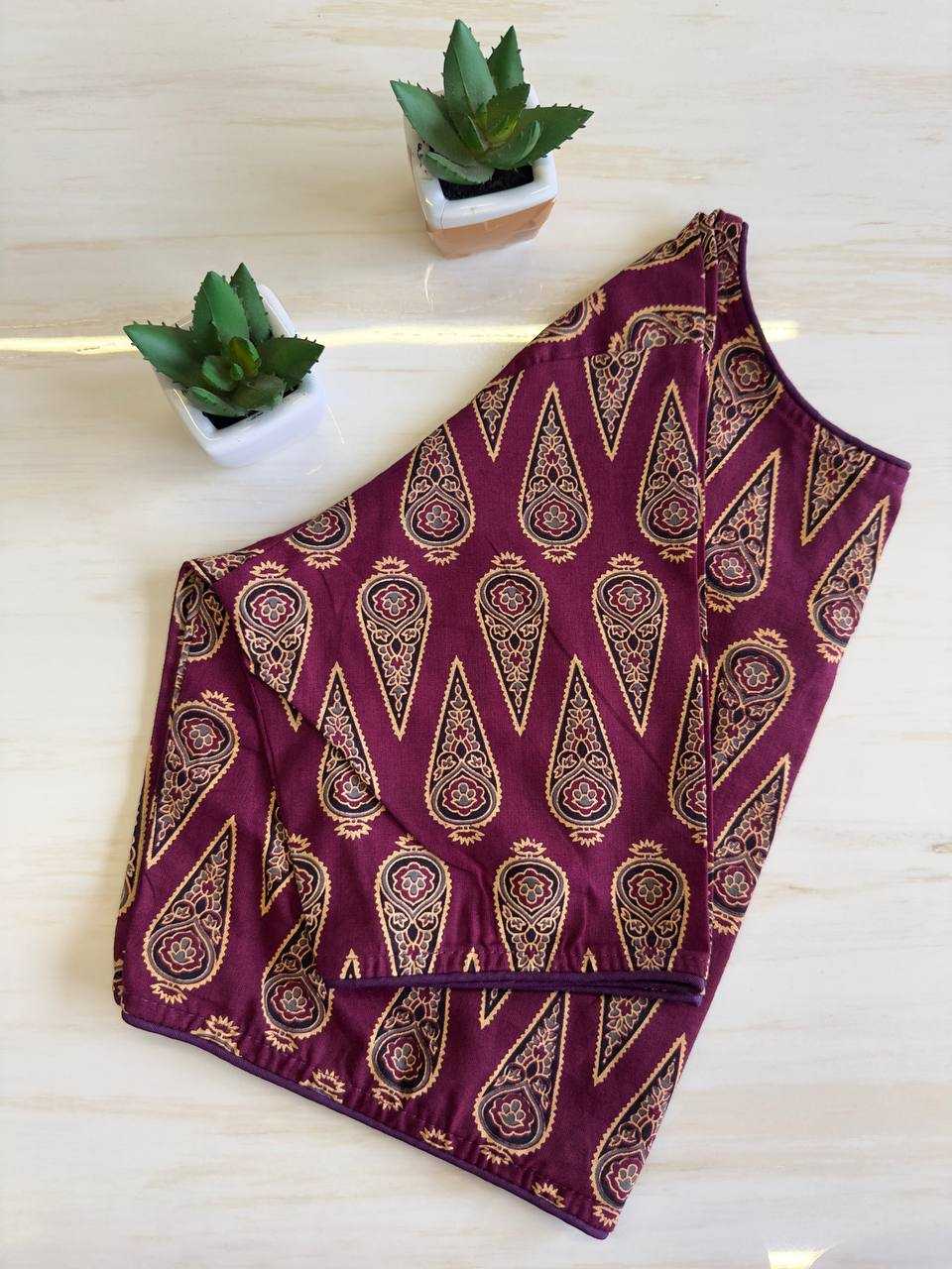 Ynf Cotton KESH437 Pure Ajrakh HandBlock Cotton Readymade Blouses Wholesale Printed Blouse Designer Blouse Cotton Blouse Manufacturer
