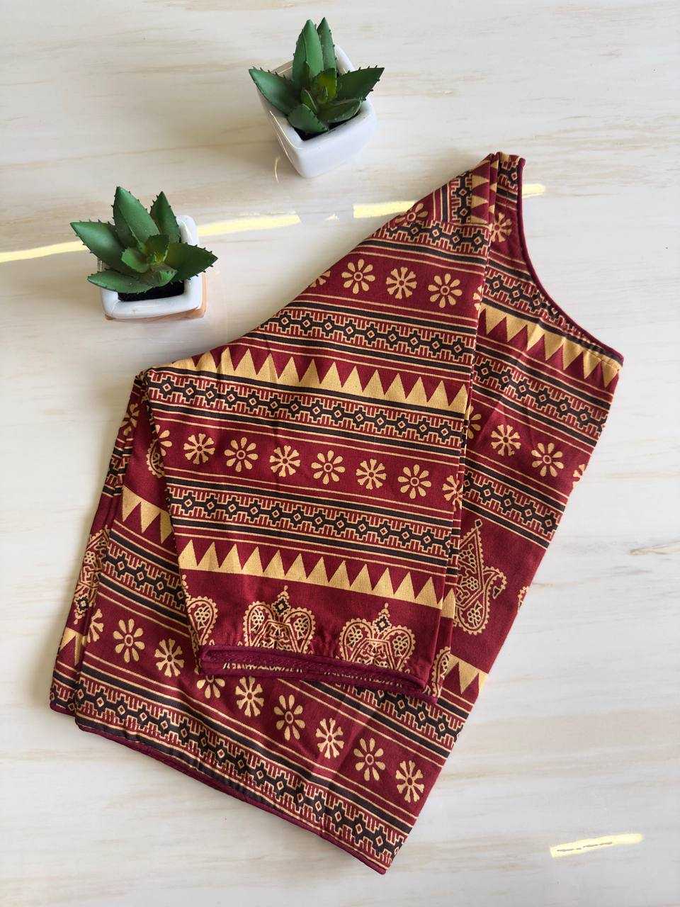 Ynf Cotton KESH437 Pure Ajrakh HandBlock Cotton Readymade Blouses Wholesale Printed Blouse Designer Blouse Cotton Blouse Manufacturer