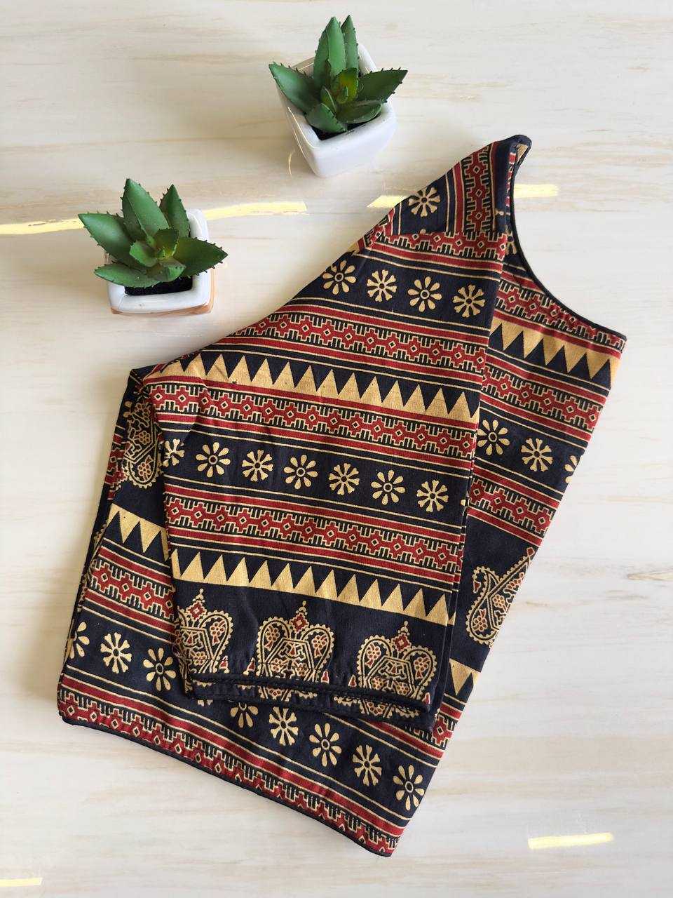 Ynf Cotton KESH437 Pure Ajrakh HandBlock Cotton Readymade Blouses Wholesale Printed Blouse Designer Blouse Cotton Blouse Manufacturer