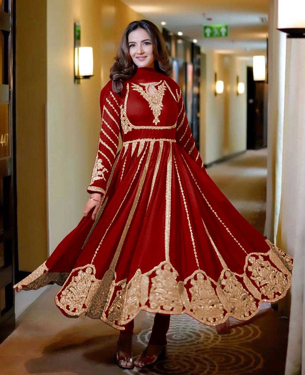 Ynf Cotton KESH499 817 Gowns Wholesale Fancy Gowns Embroidery Gowns Full Sleeve Gowns Sequin Gowns Manufacturer
