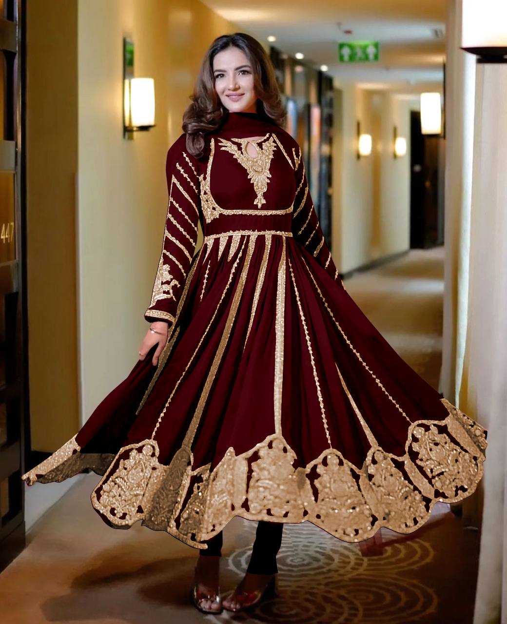Ynf Cotton KESH499 817 Gowns Wholesale Fancy Gowns Embroidery Gowns Full Sleeve Gowns Sequin Gowns Manufacturer