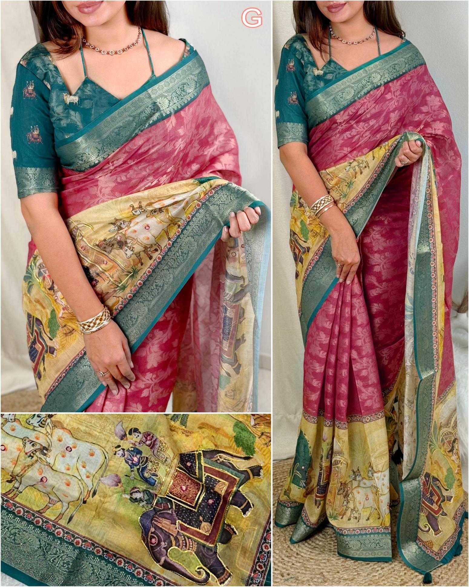 Ynf Cotton KESH500 Kamdhenu Sarees Wholesale Printed Sarees Jacquard Saree Cotton Sarees Manufacturer
