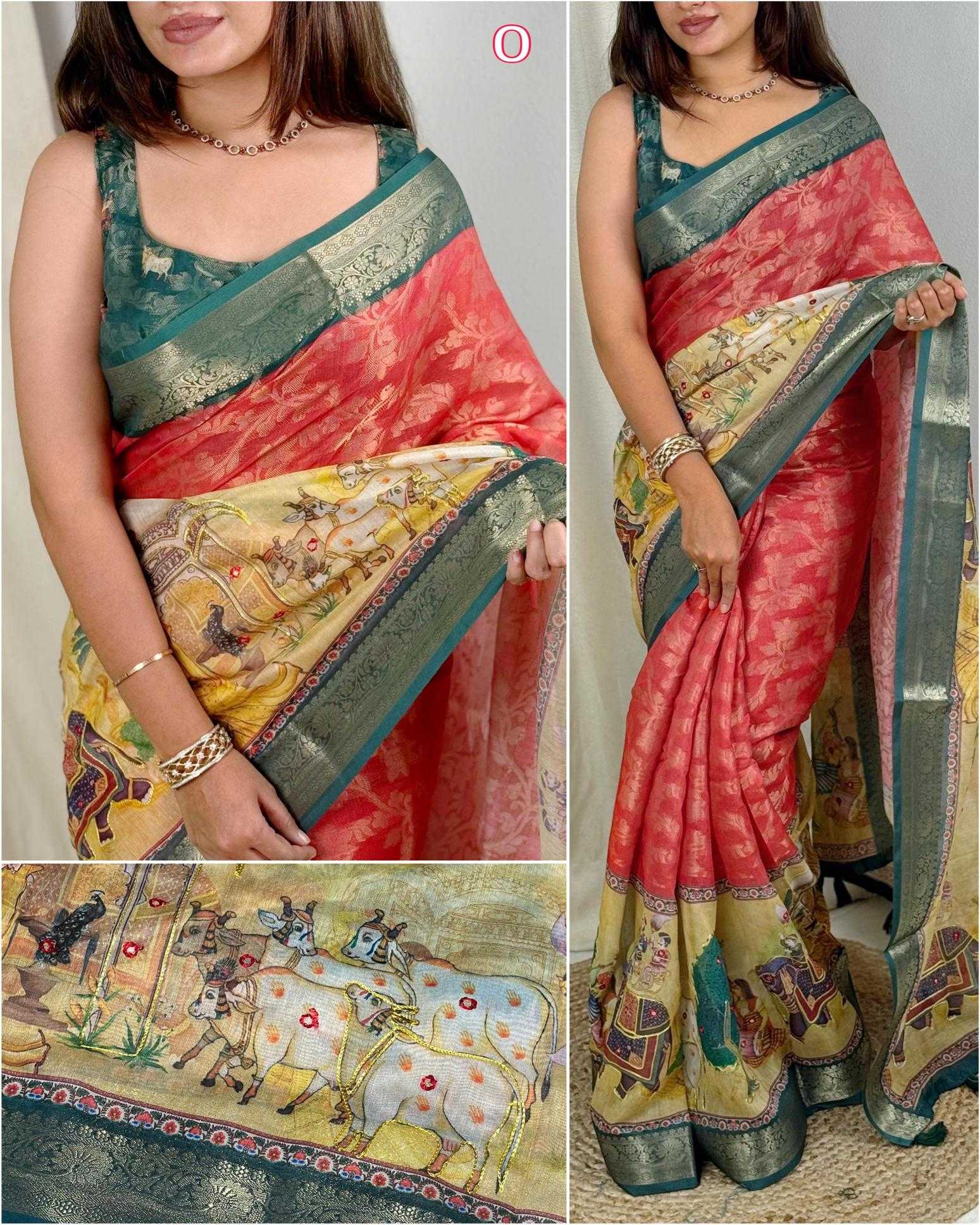 Ynf Cotton KESH500 Kamdhenu Sarees Wholesale Printed Sarees Jacquard Saree Cotton Sarees Manufacturer