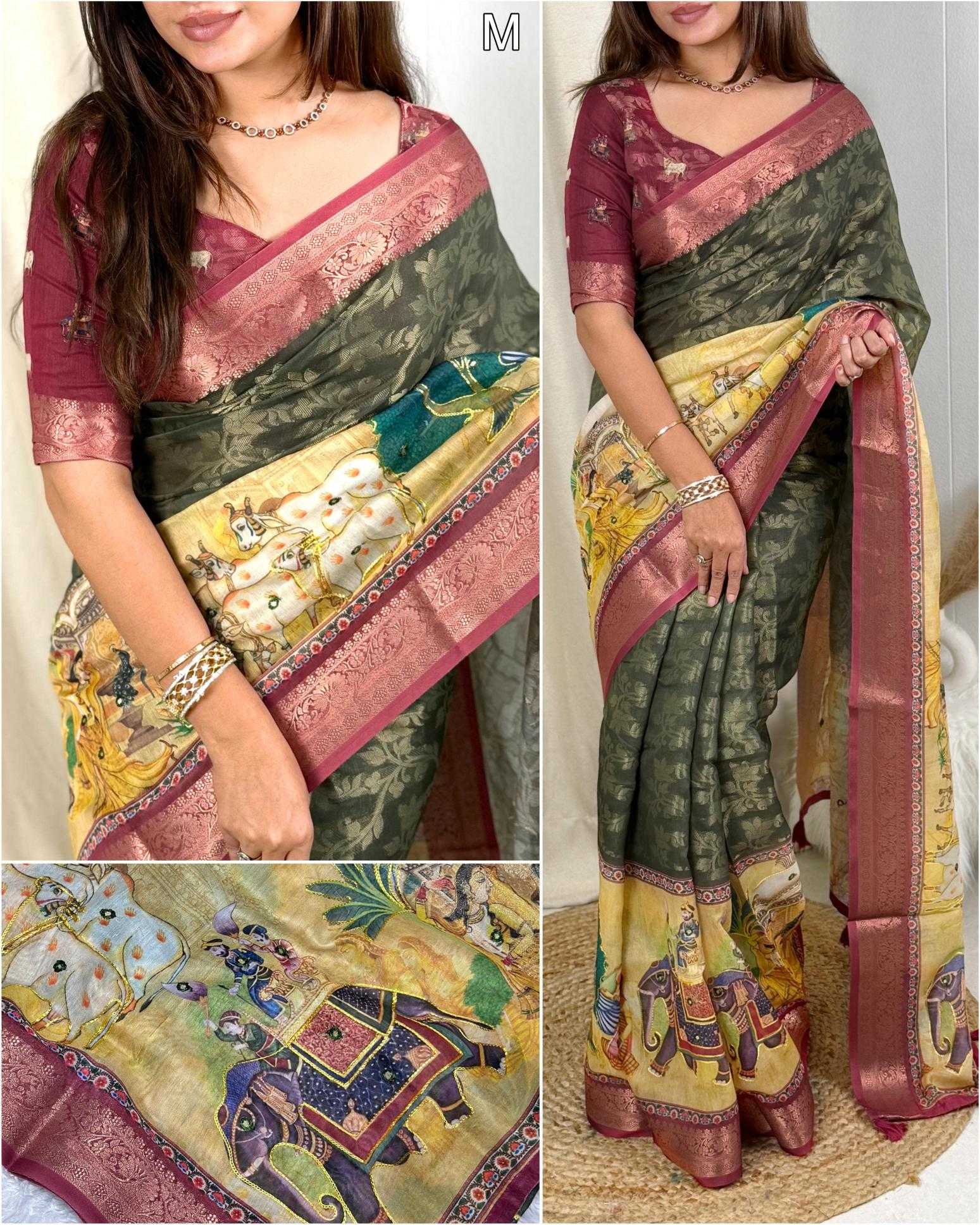 Ynf Cotton KESH500 Kamdhenu Sarees Wholesale Printed Sarees Jacquard Saree Cotton Sarees Manufacturer