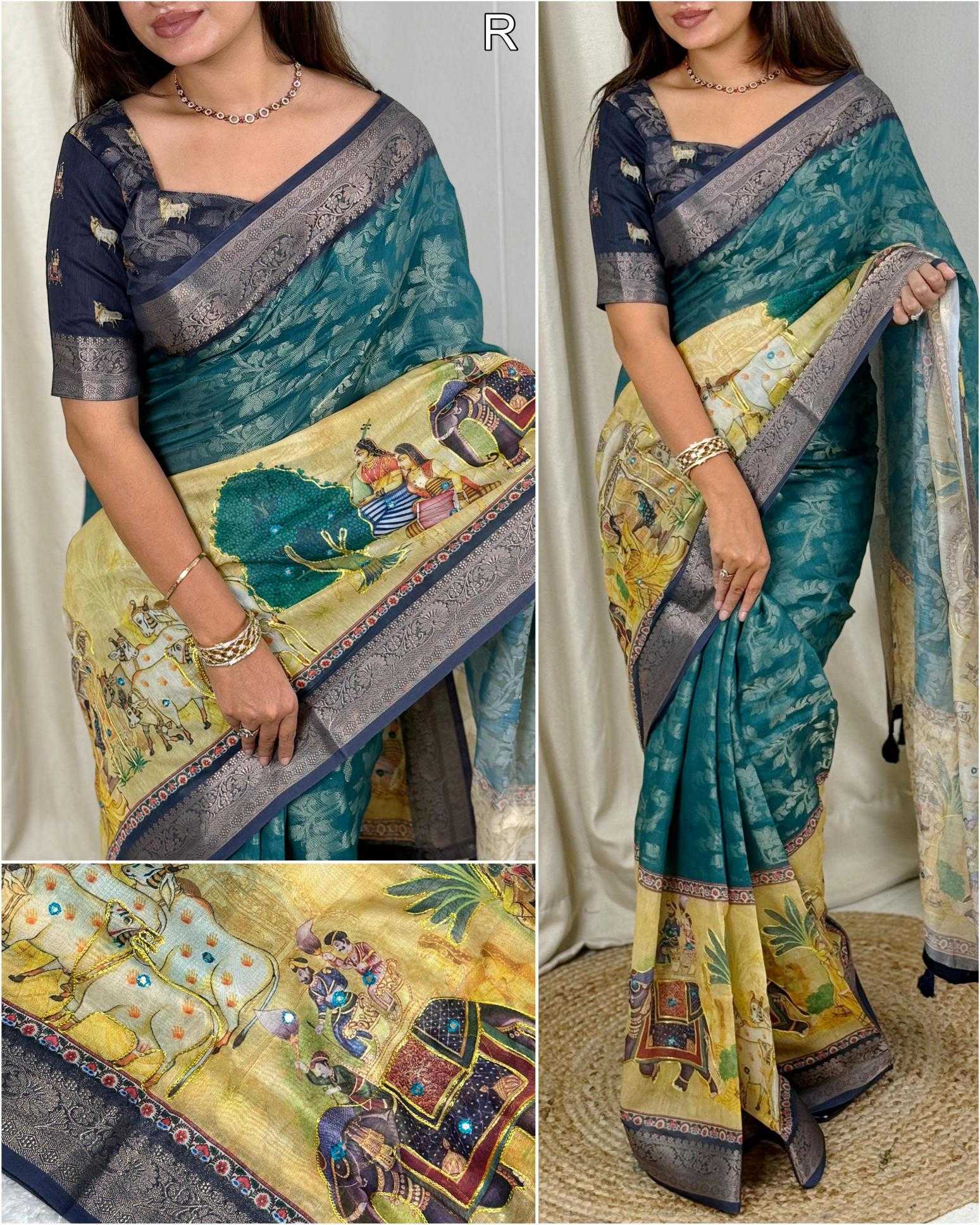Ynf Cotton KESH500 Kamdhenu Sarees Wholesale Printed Sarees Jacquard Saree Cotton Sarees Manufacturer