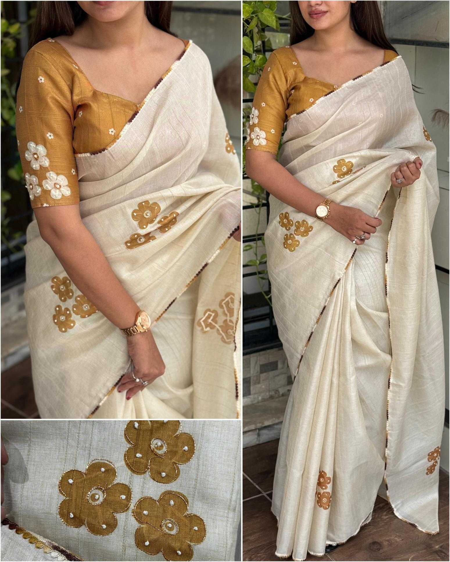 Ynf Cotton KESH500 Munnar Sarees Festive Collections Wholesale Designer Sarees Cotton Linen Sarees Onam Collections Manufacturer