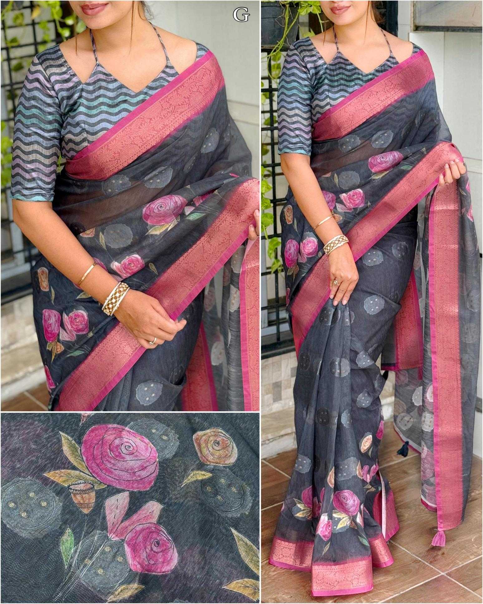 Ynf Cotton KESH500 Rosa Sarees Wholesale Printed Sarees Jacquard Saree Cotton Sarees Manufacturer