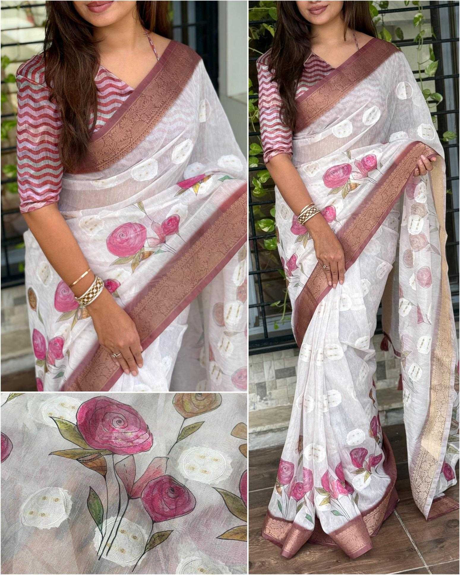 Ynf Cotton KESH500 Rosa Sarees Wholesale Printed Sarees Jacquard Saree Cotton Sarees Manufacturer