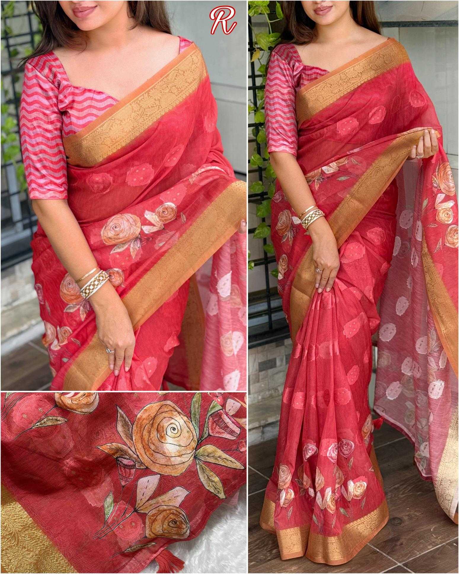 Ynf Cotton KESH500 Rosa Sarees Wholesale Printed Sarees Jacquard Saree Cotton Sarees Manufacturer