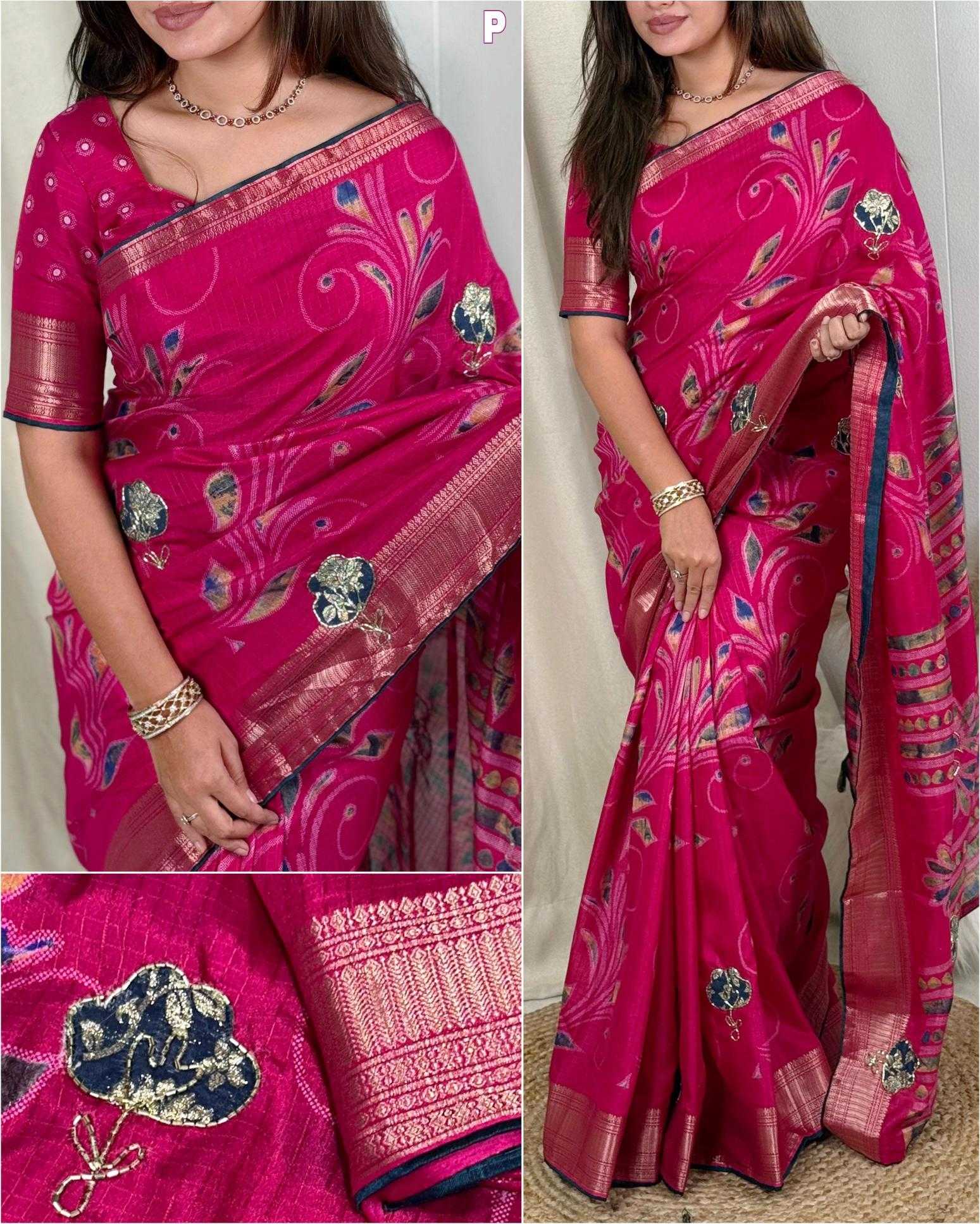 Ynf Cotton KESH500 Saiyaara Sarees Wholesale Printed Sarees Cotton Linen Sarees Zari Border Sarees Manufacturer