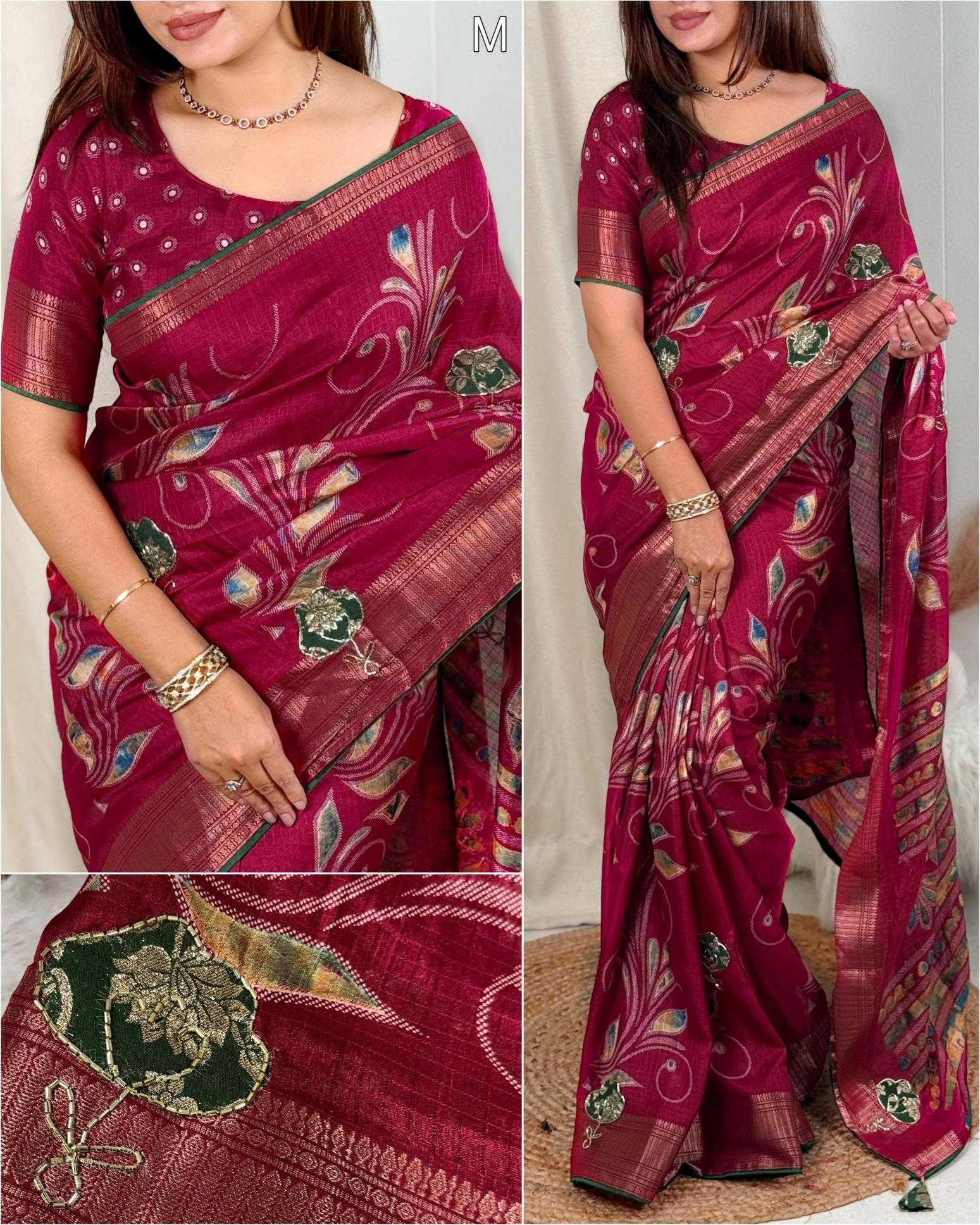 Ynf Cotton KESH500 Saiyaara Sarees Wholesale Printed Sarees Cotton Linen Sarees Zari Border Sarees Manufacturer
