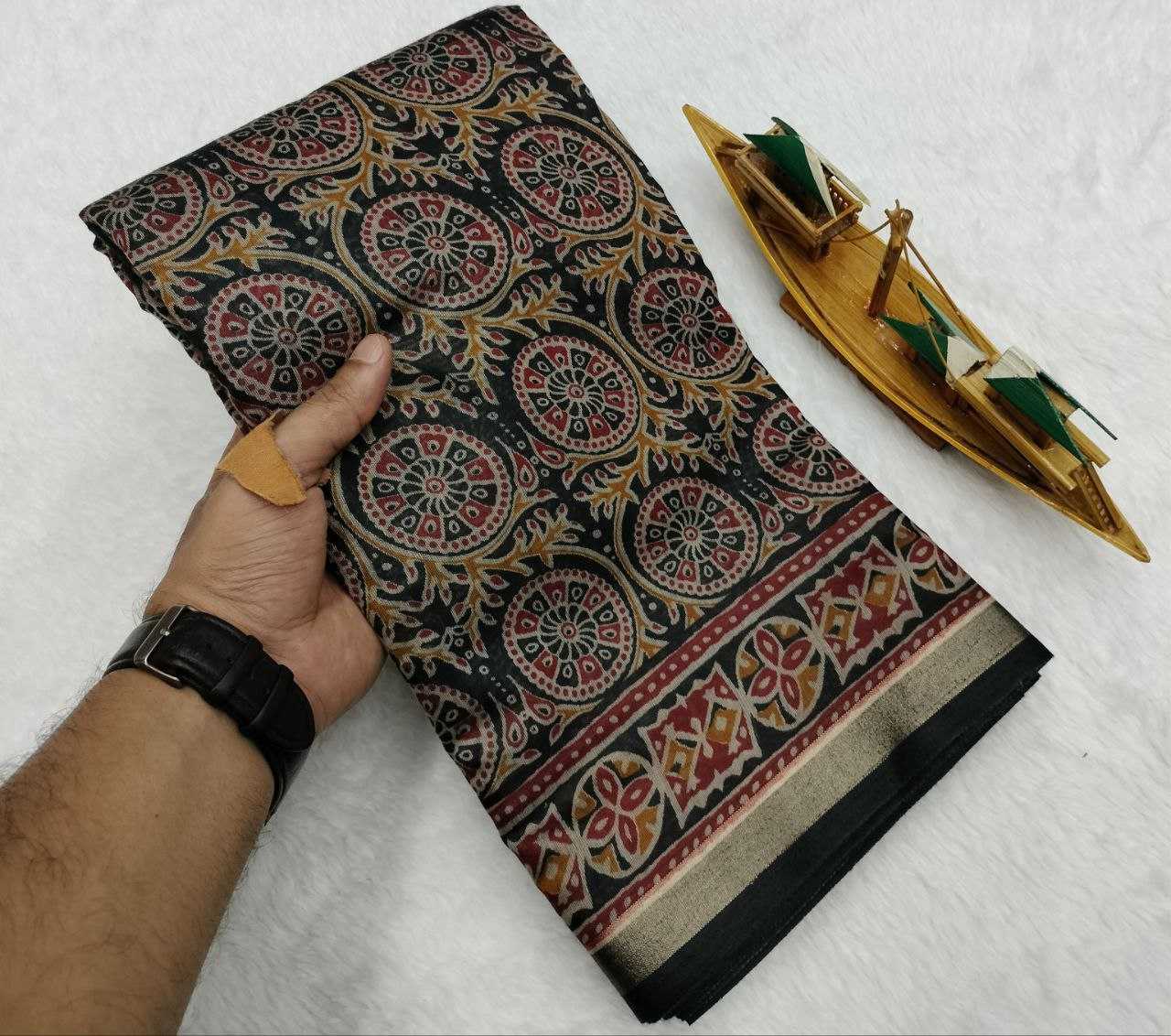 Ynf Cotton KESH525 COTTON AJRAKH Vol-1 Sarees Wholesale Fancy Sarees Cotton Linen Sarees Ladies Sarees Ajrakh Sarees Manufacturer