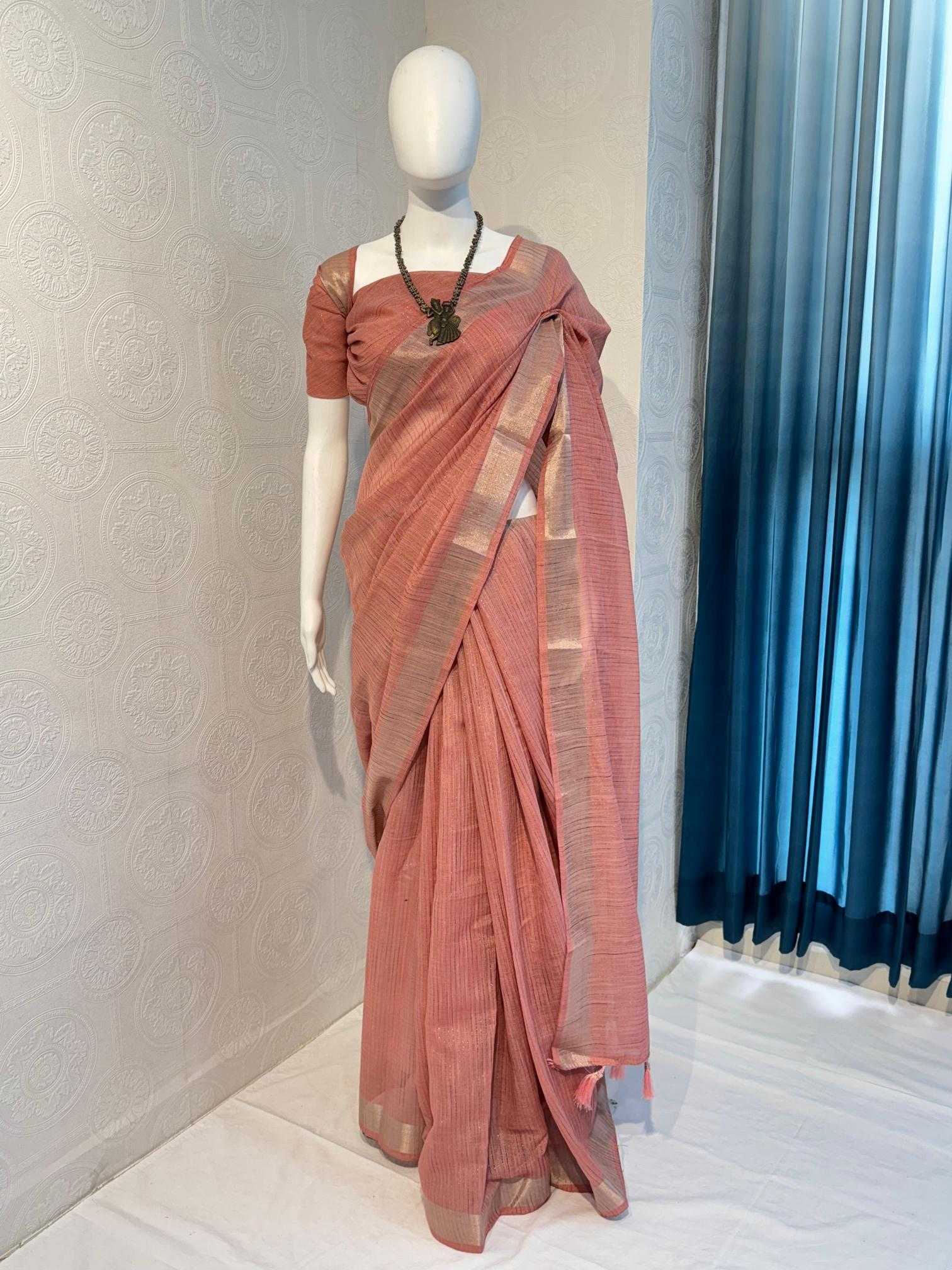 Ynf Cotton RIN118 BORDER Sarees Wholesale Designer Sarees Cotton Linen Sarees Zari Border Sarees Manufacturer
