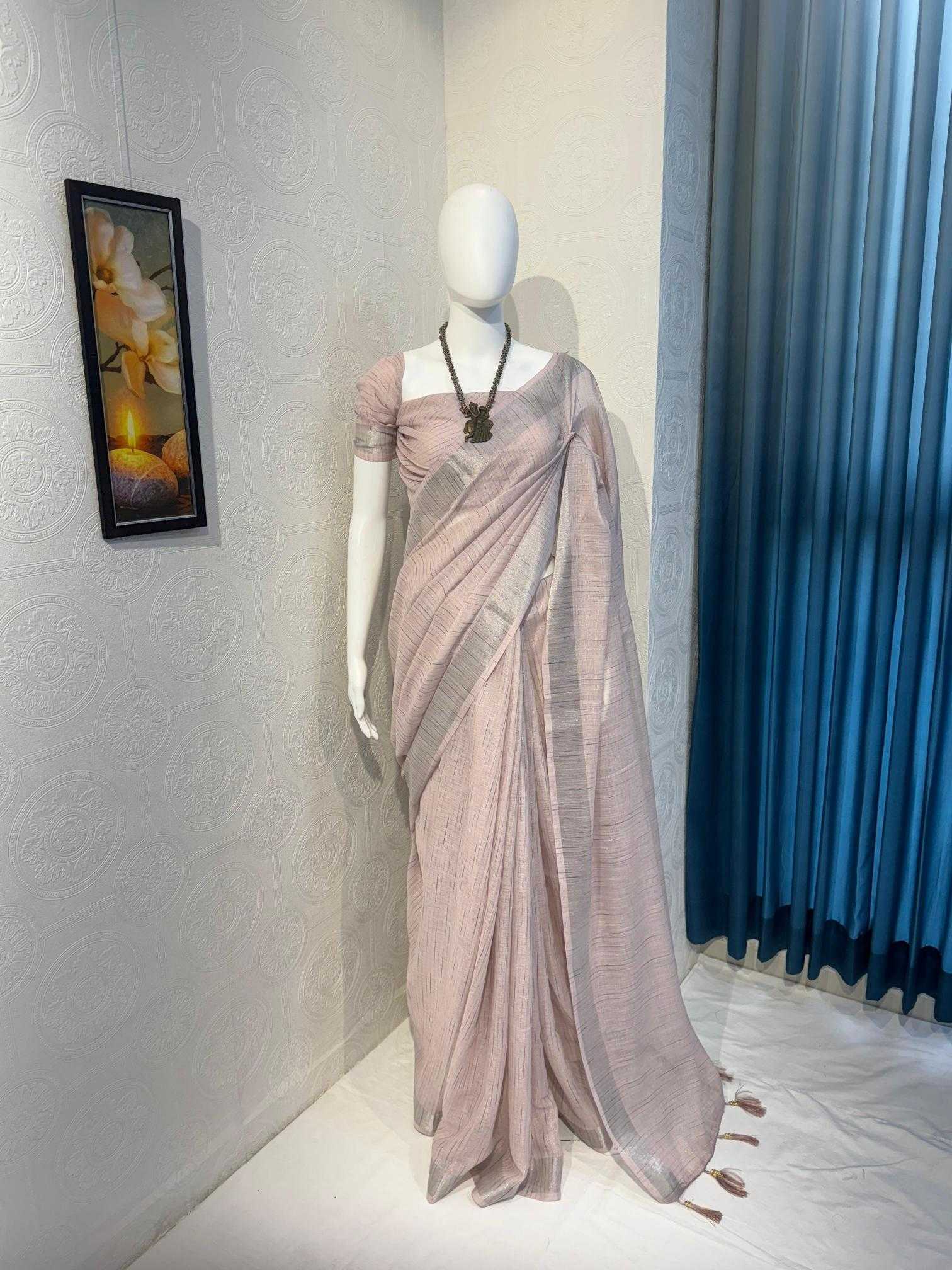 Ynf Cotton RIN118 HEER Sarees Wholesale Designer Sarees Cotton Linen Sarees Zari Border Sarees Manufacturer