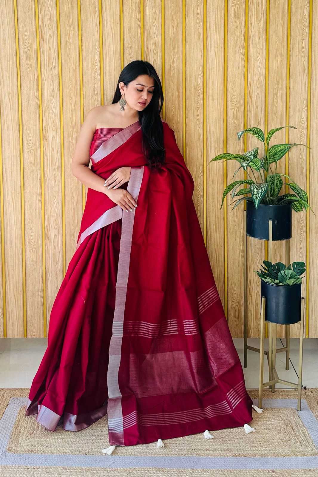 Ynf Cotton RIN183 AMANAT Sarees Wholesale Designer Sarees Cotton Linen Sarees Zari Border Sarees Manufacturer