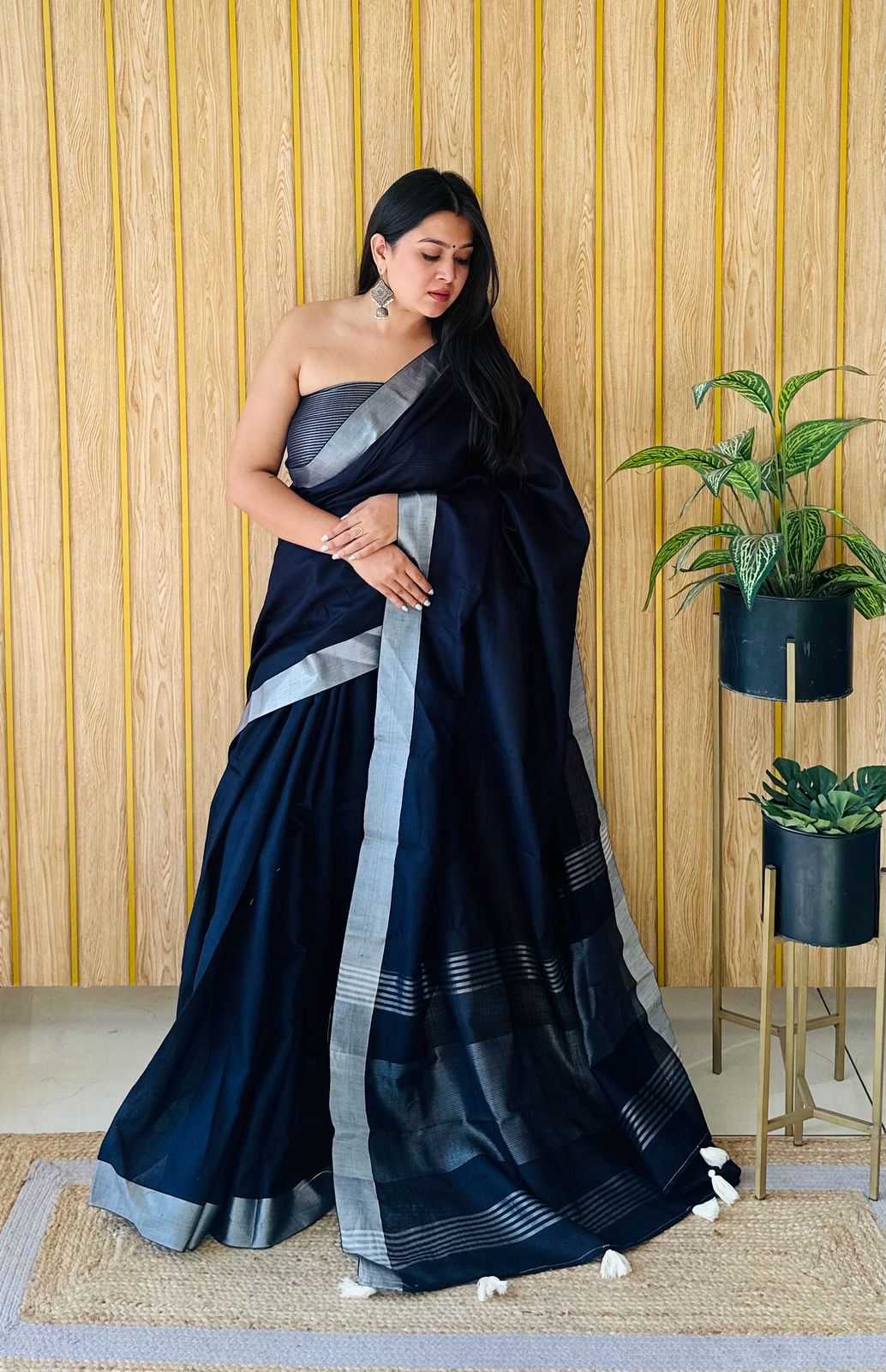 Ynf Cotton RIN183 AMANAT Sarees Wholesale Designer Sarees Cotton Linen Sarees Zari Border Sarees Manufacturer