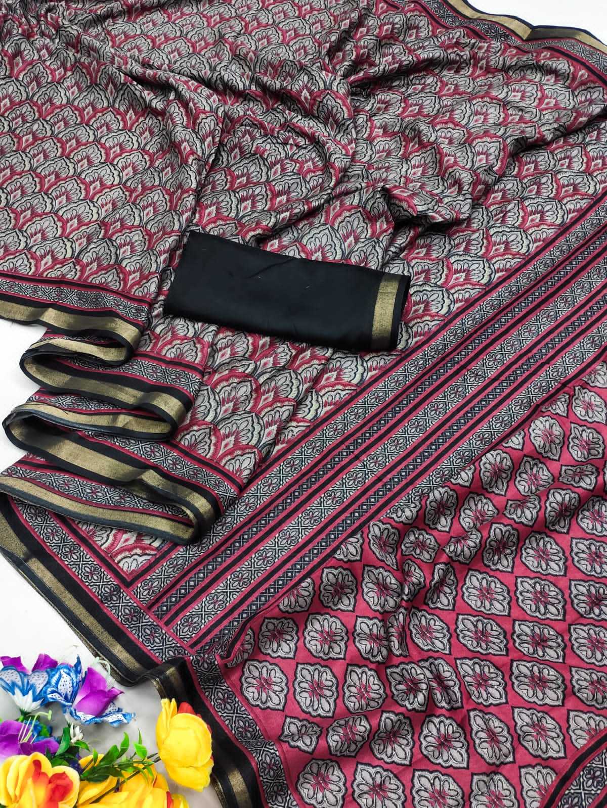 Ynf Cotton RIN203 must Sarees Wholesale Printed Sarees Ajrakh Sarees Cotton Sarees Manufacturer