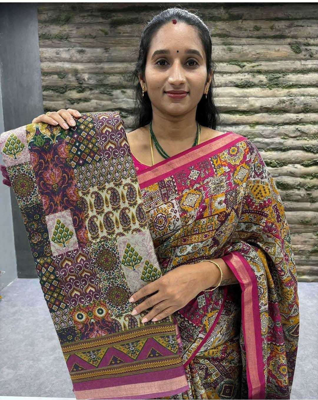 Ynf Cotton RIN203 slightly Sarees Wholesale Cotton Linen Sarees Ajrakh Sarees Mulmul Cotton Sarees Manufacturer