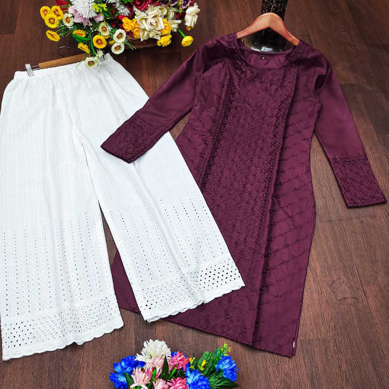 Ynf Cotton RIN222 JAYPURI PLAZO Kurti Wholesale Cotton Kurtis Chikankari Kurtis Kurti With Palazzo Manufacturer