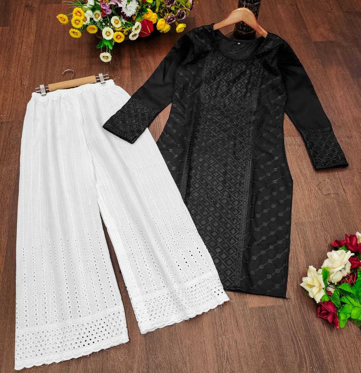 Ynf Cotton RIN222 JAYPURI PLAZO Kurti Wholesale Cotton Kurtis Chikankari Kurtis Kurti With Palazzo Manufacturer