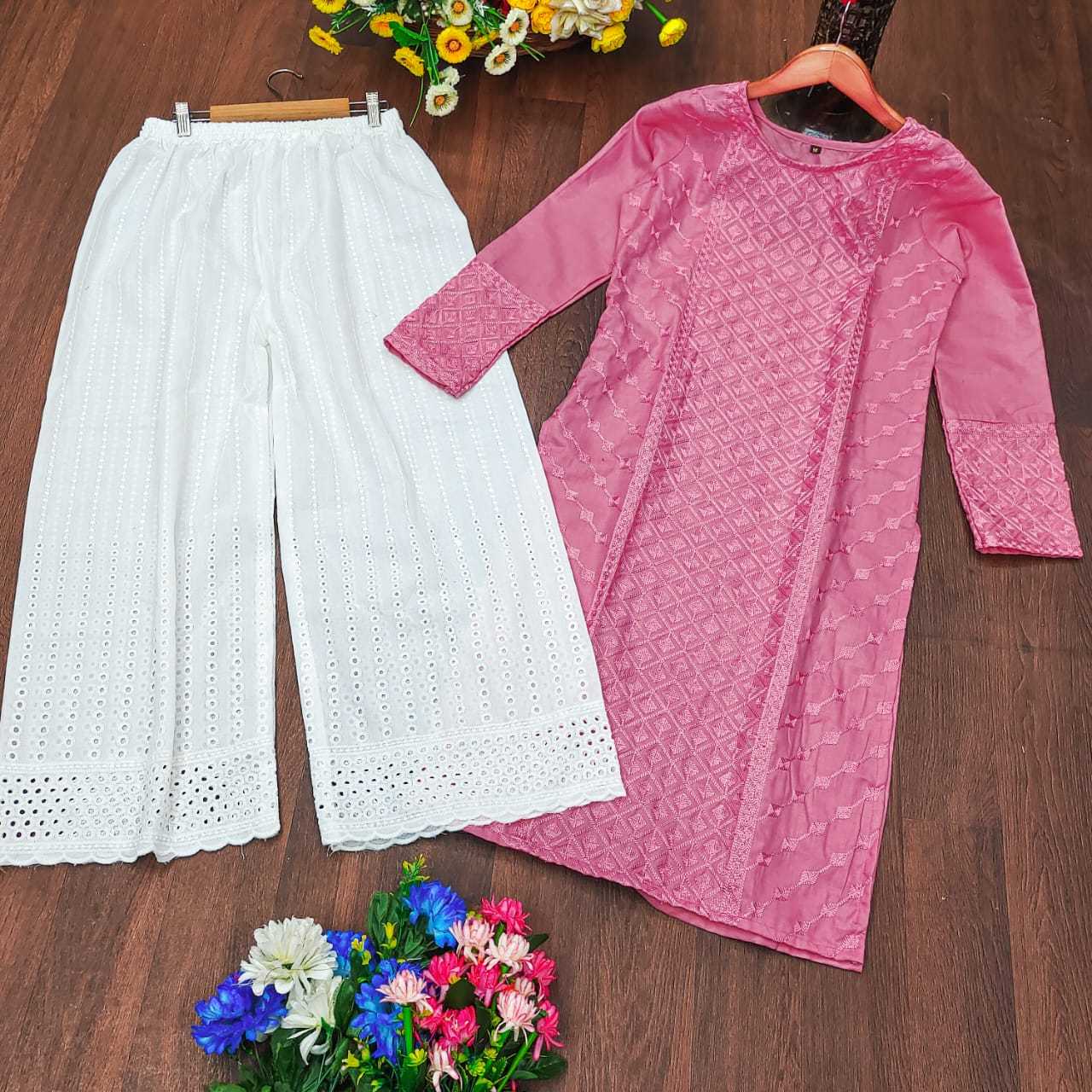 Ynf Cotton RIN222 JAYPURI PLAZO Kurti Wholesale Cotton Kurtis Chikankari Kurtis Kurti With Palazzo Manufacturer