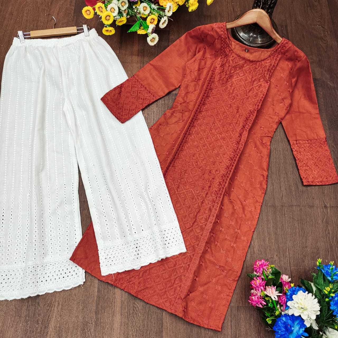 Ynf Cotton RIN222 JAYPURI PLAZO Kurti Wholesale Cotton Kurtis Chikankari Kurtis Kurti With Palazzo Manufacturer