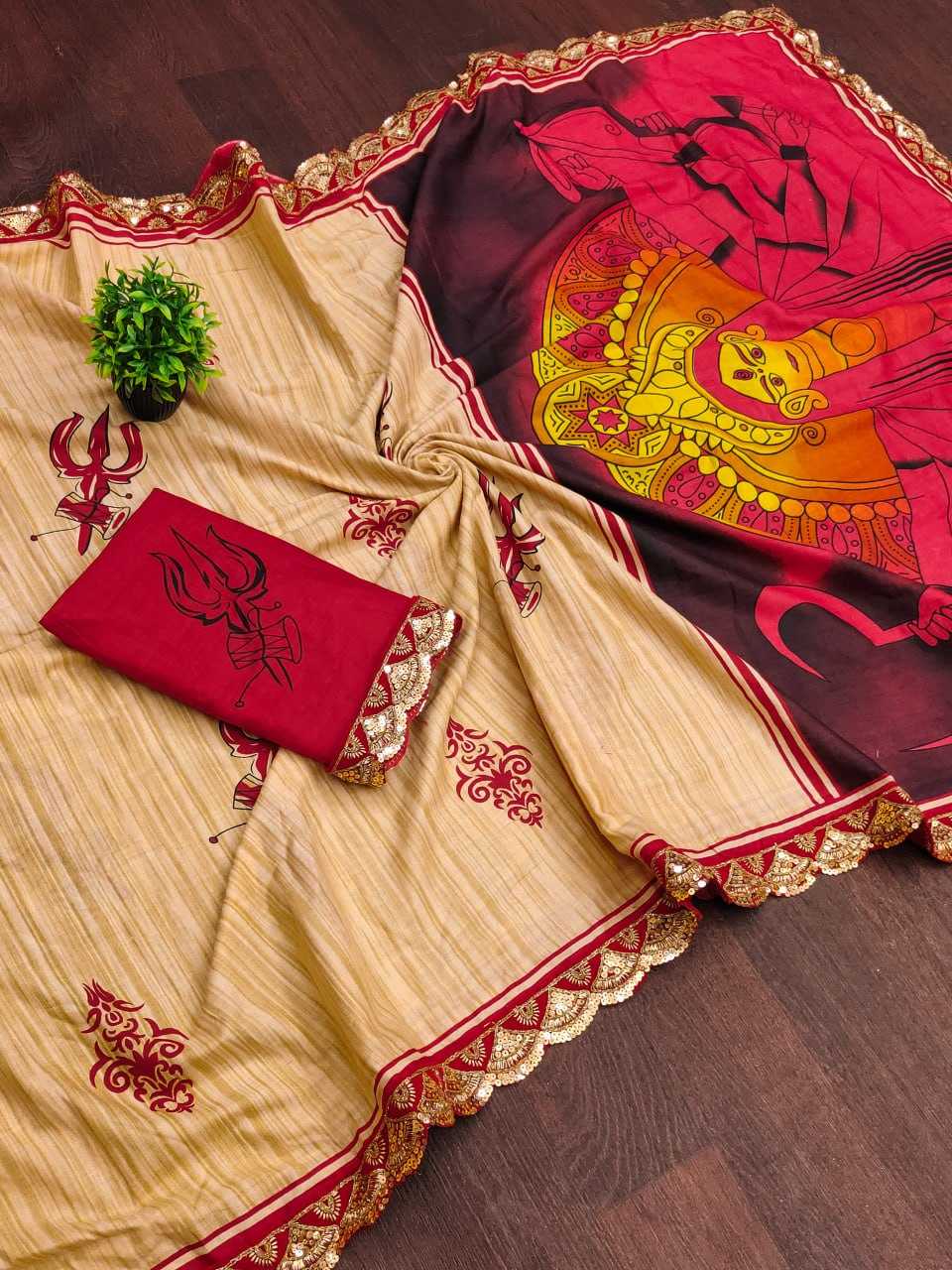 Ynf Cotton RIN229 DURGA Festive Collections Wholesale Durga Pooja Sarees Manufacturer