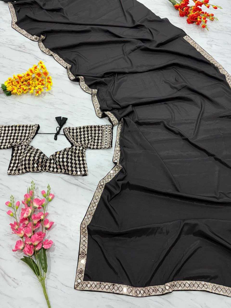 Ynf Crepe KESH508 71 Sarees Wholesale Designer Sarees Fancy Sarees Mirror Work Saree Manufacturer