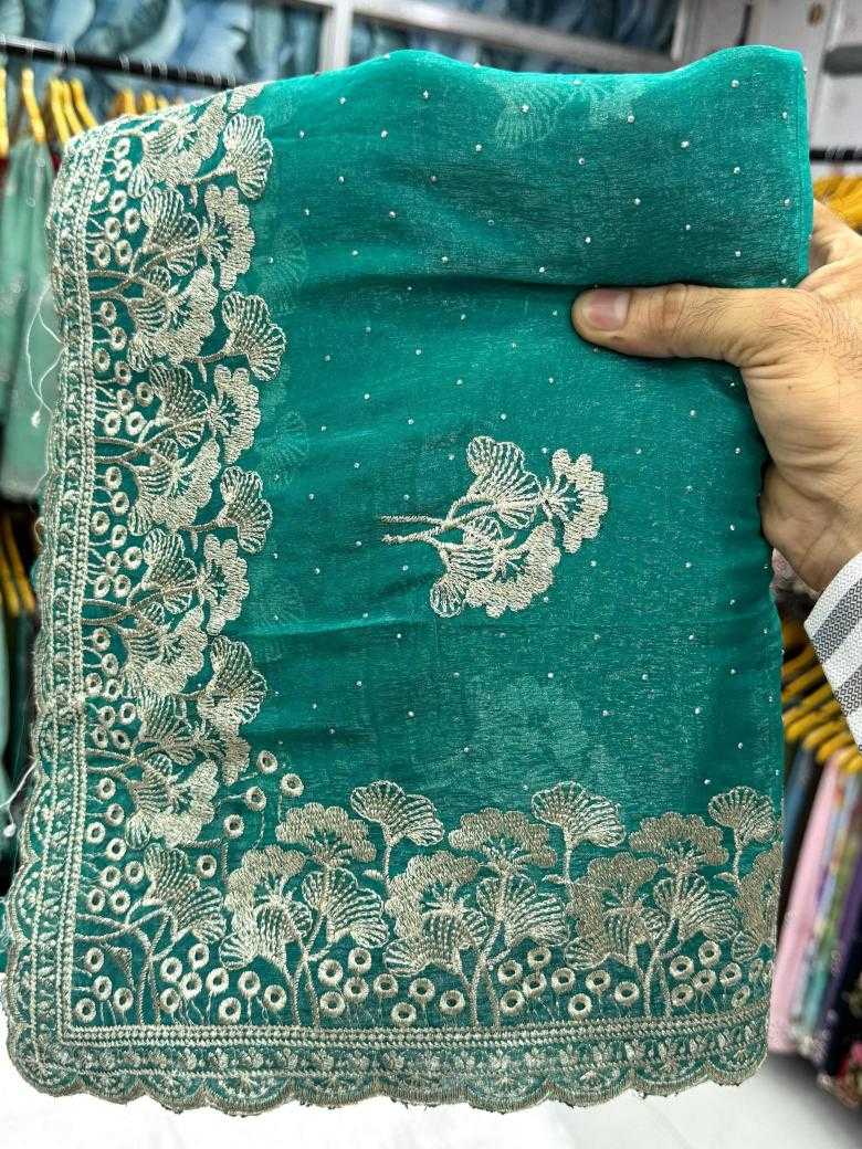 Ynf Crunchi KESH114 3496 Sarees Wholesale Embroidered Sarees Stone Work Saree Zari Border Sarees Manufacturer