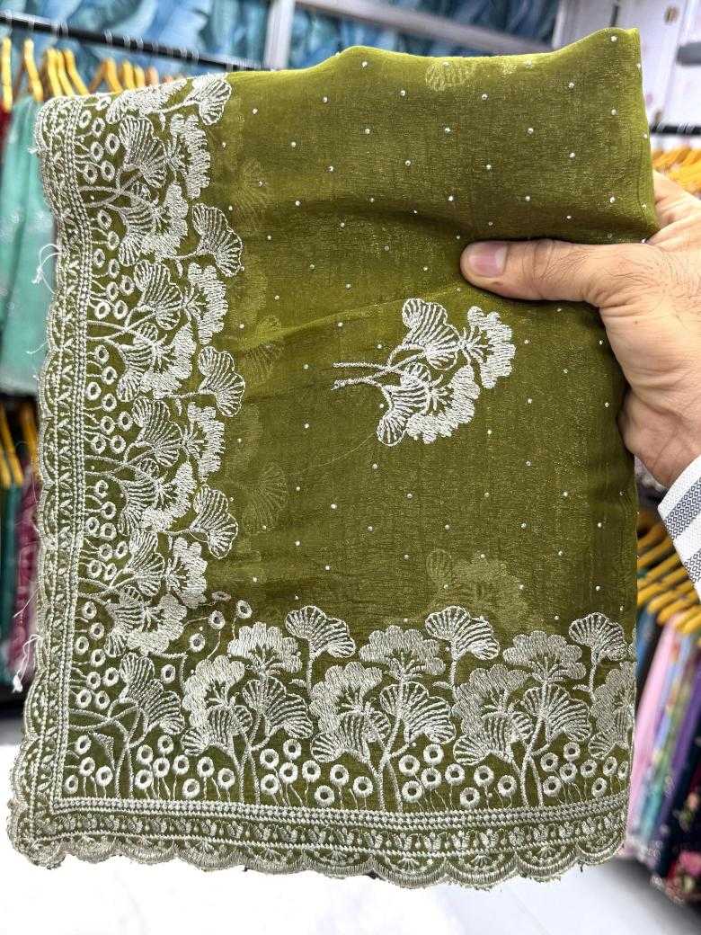 Ynf Crunchi KESH114 3496 Sarees Wholesale Embroidered Sarees Stone Work Saree Zari Border Sarees Manufacturer