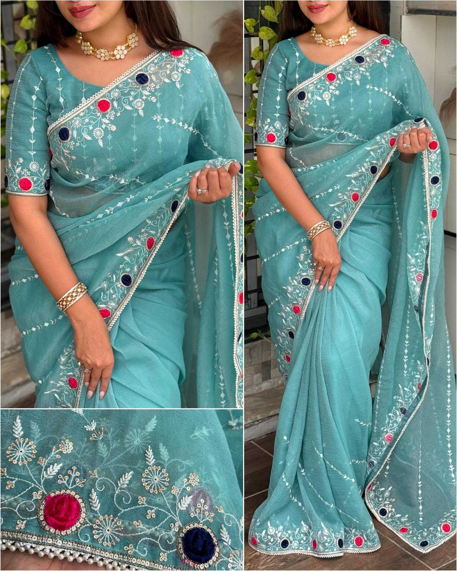 Ynf Crunchi KESH500 Rakhi Sarees Wholesale Designer Sarees Ready To Wear Sarees Party Wear Sarees Manufacturer