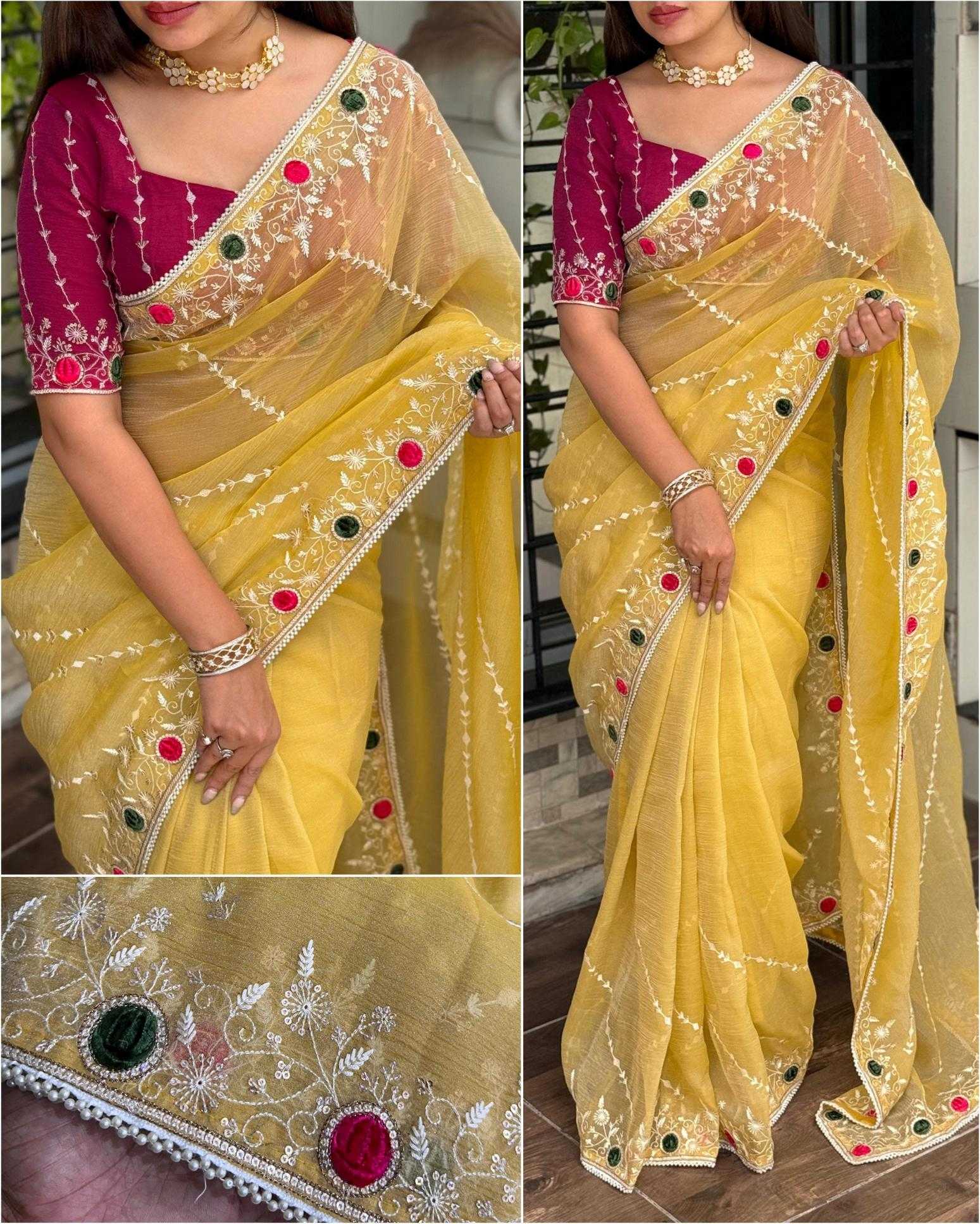 Ynf Crunchi KESH500 Rakhi Sarees Wholesale Designer Sarees Ready To Wear Sarees Party Wear Sarees Manufacturer
