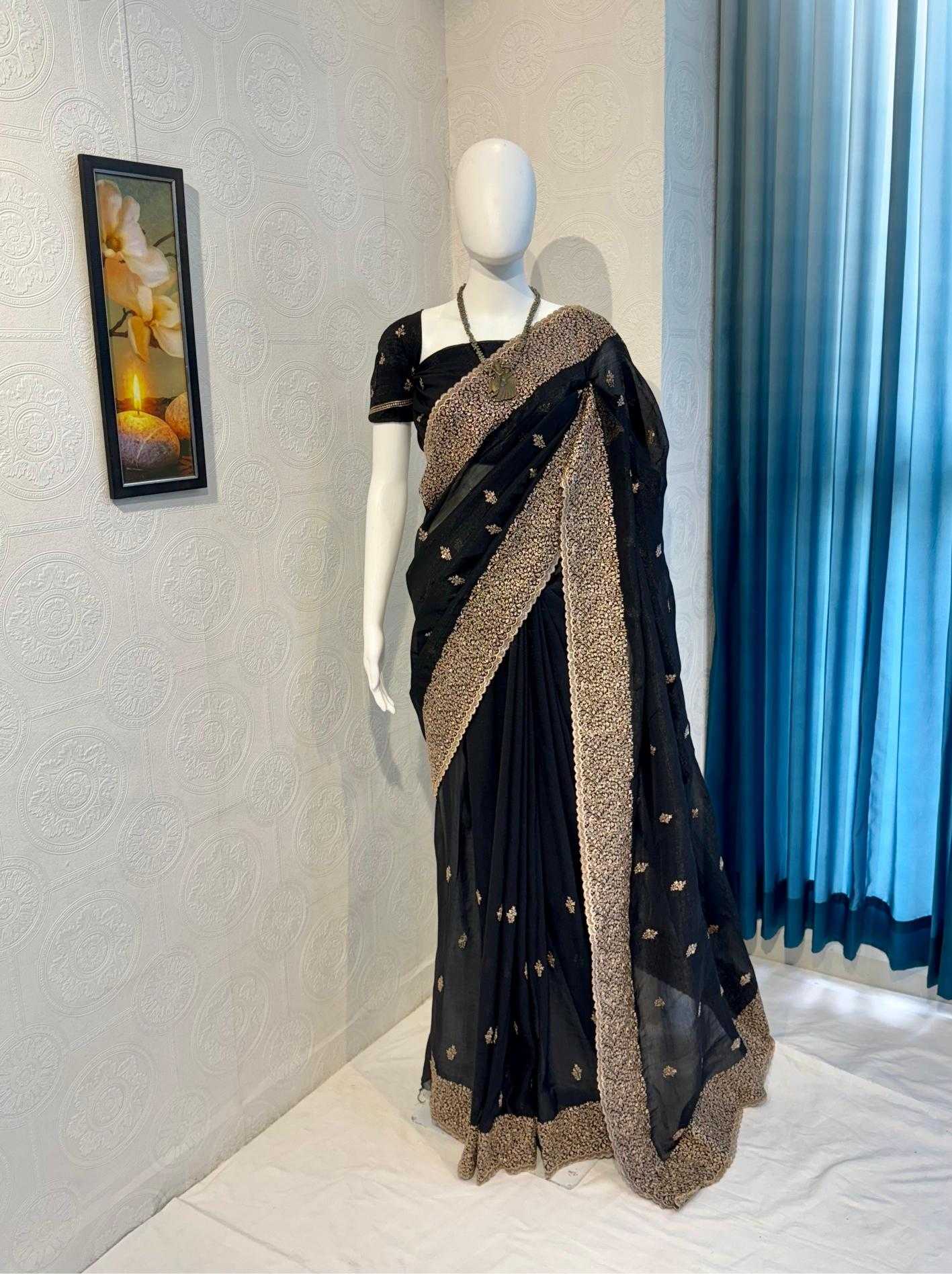Ynf Crunchi RIN118 crunchy Sarees Wholesale Designer Sarees Embroidered Sarees Cutwork Saree Manufacturer