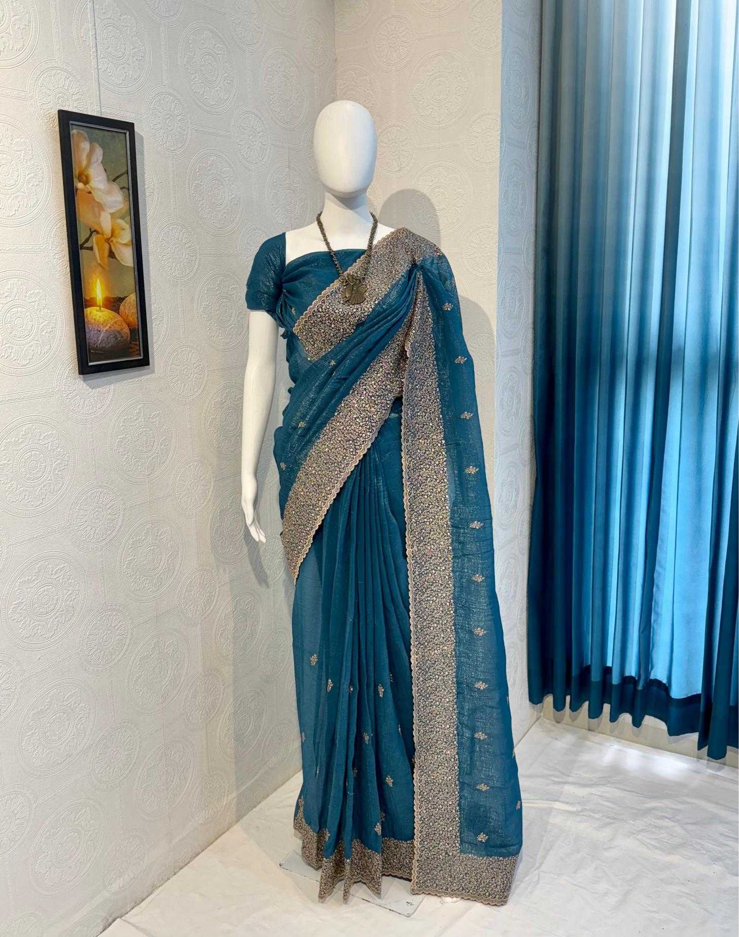 Ynf Crunchi RIN118 crunchy Sarees Wholesale Designer Sarees Embroidered Sarees Cutwork Saree Manufacturer