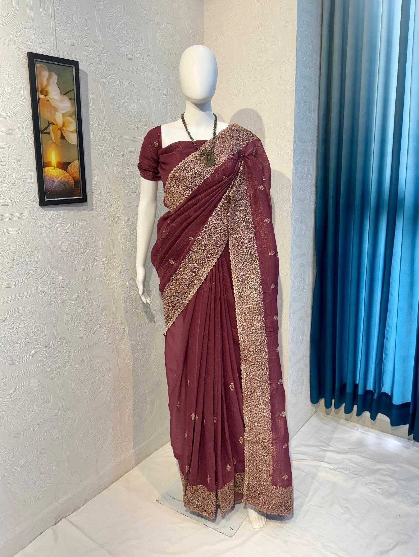 Ynf Crunchi RIN118 crunchy Sarees Wholesale Designer Sarees Embroidered Sarees Cutwork Saree Manufacturer