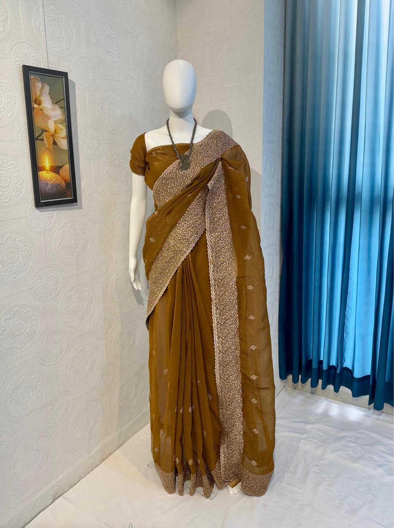 Ynf Crunchi RIN118 crunchy Sarees Wholesale Designer Sarees Embroidered Sarees Cutwork Saree Manufacturer