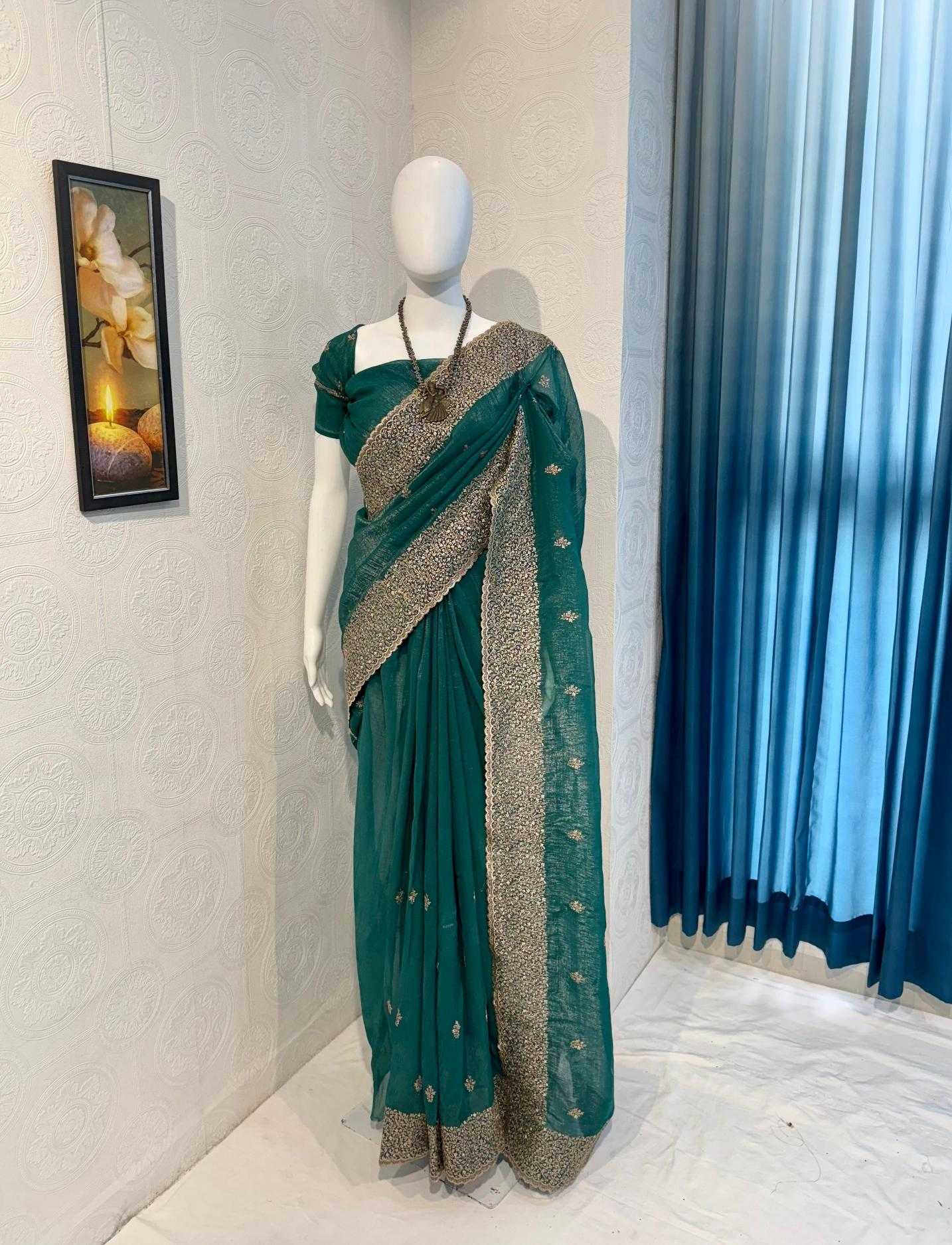Ynf Crunchi RIN118 crunchy Sarees Wholesale Designer Sarees Embroidered Sarees Cutwork Saree Manufacturer