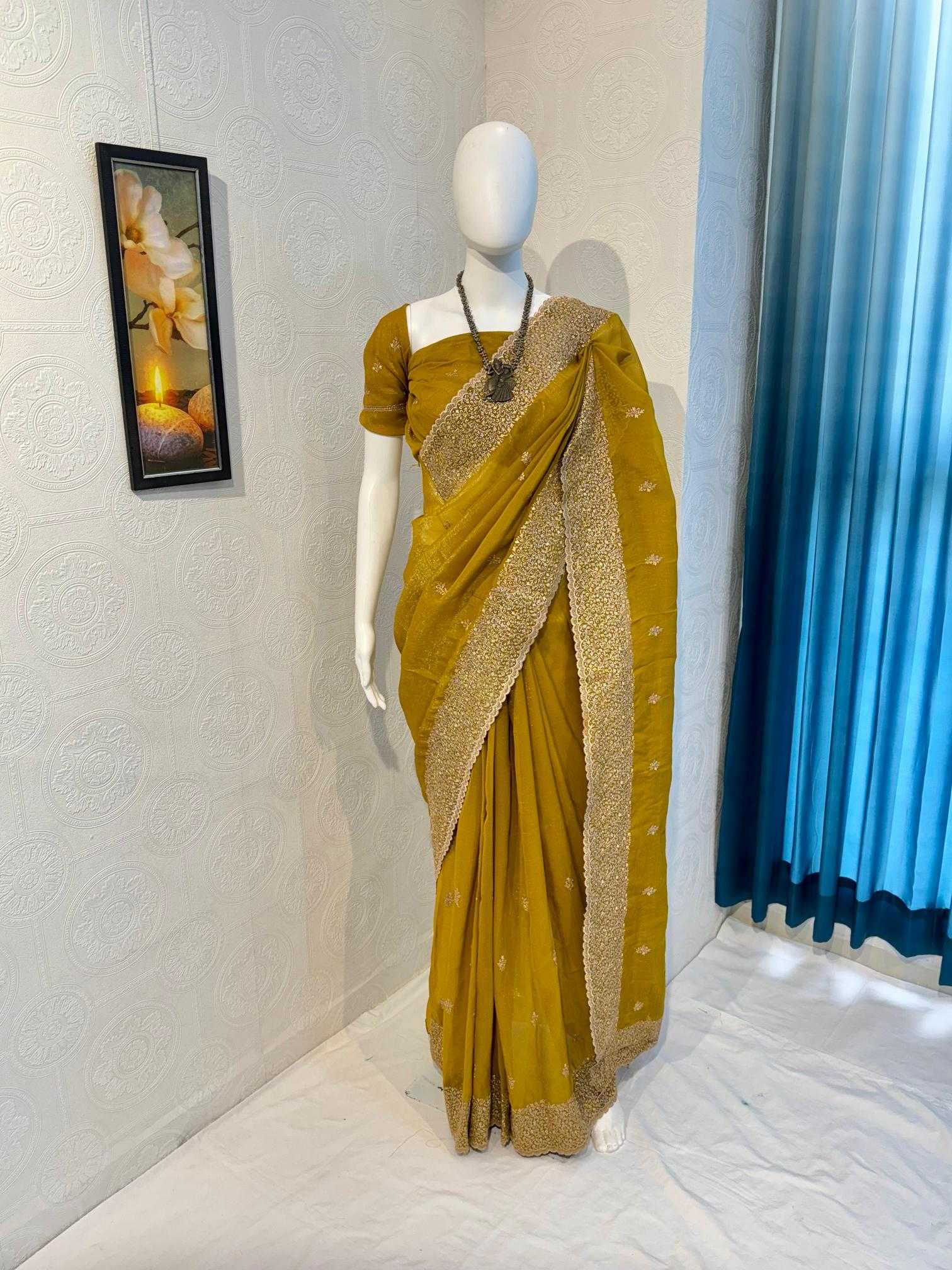 Ynf Crunchi RIN118 crunchy Sarees Wholesale Designer Sarees Embroidered Sarees Cutwork Saree Manufacturer